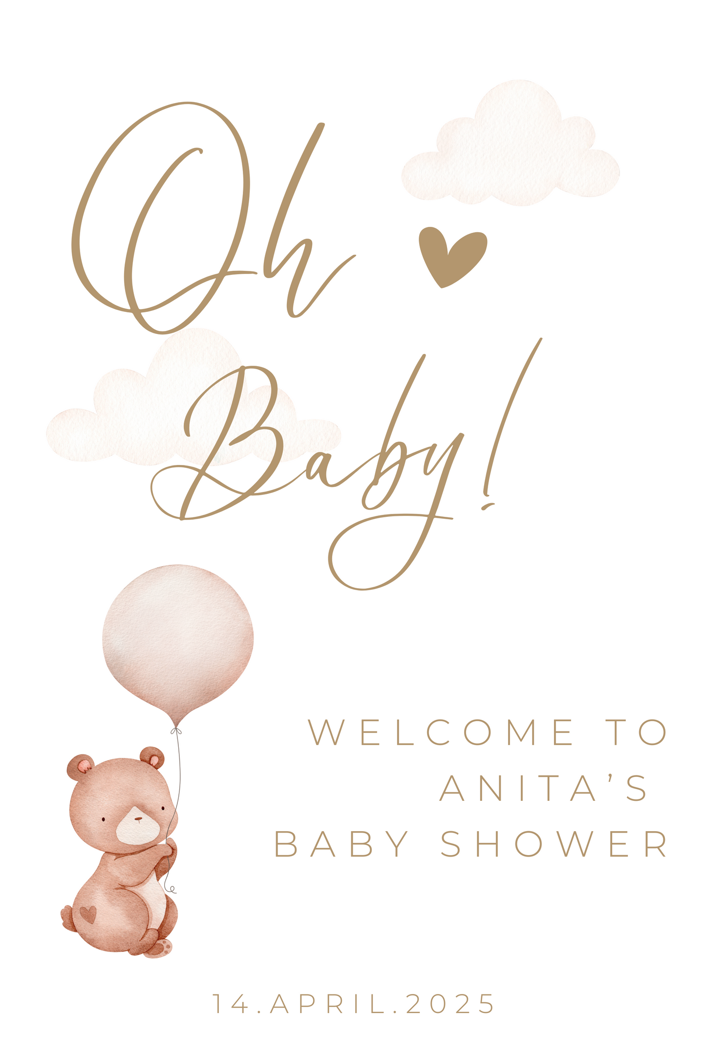 BABY SHOWER TABLA DOBRODOŠLICE Z MEDVEDKOM