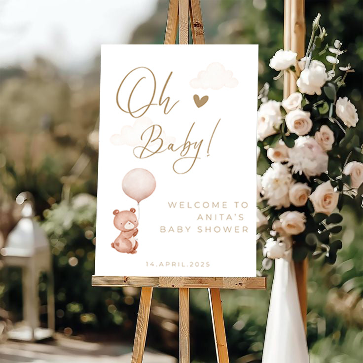 BABY SHOWER TABLA DOBRODOŠLICE Z MEDVEDKOM