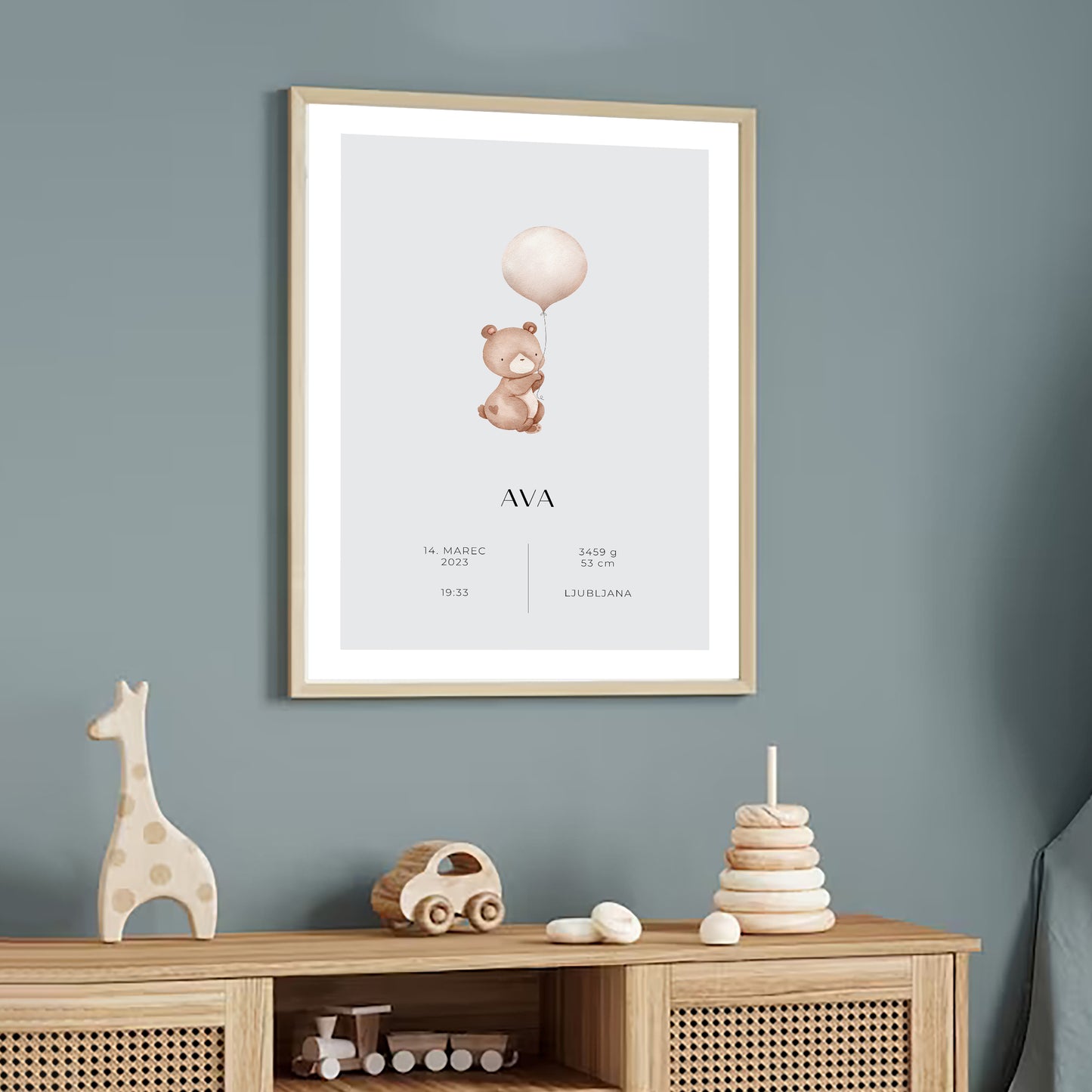 PERSONALIZIRAN PRINT MEDVEDEK Z BALONOM