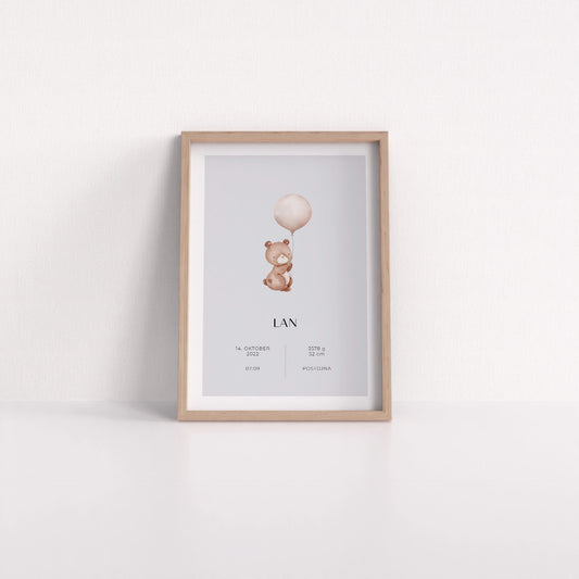 PERSONALIZIRAN PRINT MEDVEDEK Z BALONOM